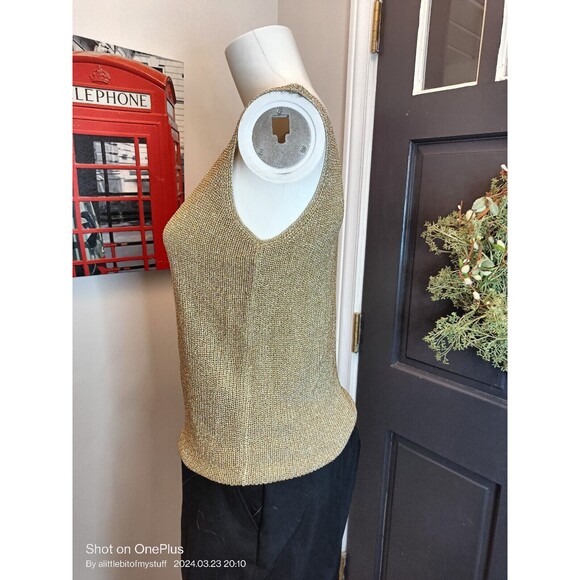 Suzelle Gold Mesh Tank Top  Small - Picture 4 of 16